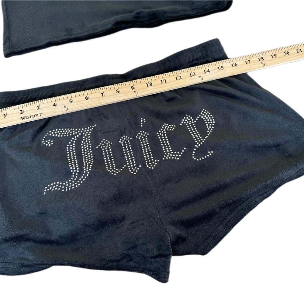 Juicy Couture 2 PC Black Velour Sleepwear Large NWT Shorts + Top Pajamas Lounge - Picture 7 of 10